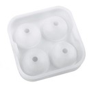 2-pack White Round Silicon Ice Cube Ball Maker Tray 4 Large Sphere Ice Molds Bar