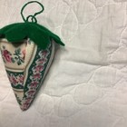 Strawberry Emery   Pincushion Lovely Stripe Fabric With Roses 3-1 2   