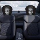 2pcs Ghost Face Headrest Covers scary Face Printing Auto Seat Universal Elastic