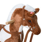 Qaba Kids Plush Rocking Horse Chair Toy W  Music Brown   White Ride-on
