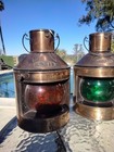 Vintage Copper Finish Port    Starboard Lantern Nautical Oil Lamps Hong Kong Lot