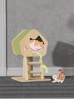 Modern Wooden Cat Condo With Scratching Post   Indoor Cat House Tree Furniture