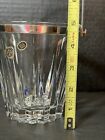 Vintage Lead Crystal Ice Bucket W  Silver Toned Rim   Handle West Germany 5   high