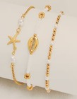 Ankle Bracelets     Setr Of Three     Gold And White     Summer Necessity 