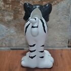 Vintage Cat Kitten Ceramic Vase Planter Striped Black And White Home Decor