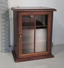 Vintage 13  Antique Wooden Curio Cabinet W  Glass Door Display Case   Wall Mount