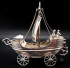 Antique 1901 London Import Solid Silver Miniature Nef Ship Ornament 168 Grams
