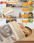 2 Pack Beeswax Bread Bags For Sourdough reusable Organic Linen Beeswax Bread Bag