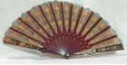 Spanish Design Folding Hand Fan Embroidered Floral Fabric   Plastic Brown 17 