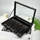 Black 20 Hooks Velvet Necklace Organizer Box Necklace Holder Tray With Clear Lid