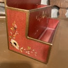 Vintage Hand-painted Toleware 3 Section Mail Sorter Box Holder Floral