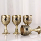 Chalice Goblet  Hand-made Vintage Pure Copper Engraving Flower Pattern Metal    