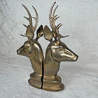 Solid Brass Deer Buck Stag Bookends Pair Set Of 2 10 5    Tall Heavy Large Mcm