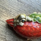 Vintage Estee Lauder Enamel Gold Bird Parrot  Solid Perfume Trinket  Compact Euc