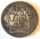 1930 Iceland 10 Kronur 1000 Years Althing Silver Coin   Medal