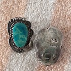 Turquoise Sawtooth Bezel Clip-on Earrings Sterling Silver Navajo Feather Detail