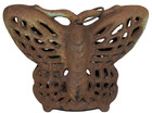 Vtg Heavy Cast Iron Metal Butterfly Candle Tea Light Holder Garden Lantern Rust