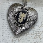 Heart Silver Locket Angel Cameo Mom  Love  Necklace Photo Bride Bridal Wedding