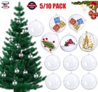 10   Christmas Tree Clear Baubles Plastic Clear Ball Fillable Sphere Ornament Usa