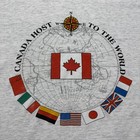 Vintage 90s Canada Host To The World Flags Globe Graphic Heather T-shirt Large