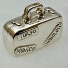 Tiffany   Co  Sterling Silver Suitcase Pill Box Travel Motif Tokyo Munich Rare