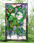 Tiffany Stained Style Glass Window Panel Wisteria Flowers 20  X 34  Qa214