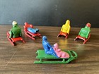 Vtg Lot Barclay  winter Scene Sled Ski Skaters Christmas  Lead Toys Very Rare