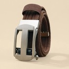 Stretchy Woven Belt Automatic Buckle Unisex Elastic Waistband Casual Brown Canva