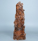 Chinese Vintage Wood Carving Exquisite Kwan-yin Boxwood Statue Wooden Sculpture