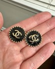 Cc Chanel Buttons Gold And Black Stud Earrings