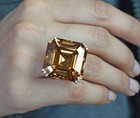 925 Silver  Champagne Diamond Solitaire Ring  Huge   Rare 42ct Certified Treated