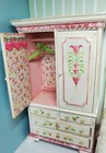 Miniature Dollhouse Furniture Shabby Chic White Armoire Hand Painted Folk Art 