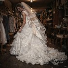 Vintage Victorian White Wedding Dress Bow Lace Tiers Skirt Elegant Bridal Gowns