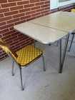 Vtg  1950s 60s  Atomic Era  Drop Leaf Chairs Dinette  Set With Floral Patterned