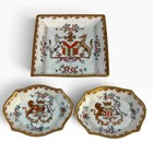 Vintage Armorial Porcelain Trinket Dishes Lot 3 Crest Coat Of Arms Gilt Pin Tray