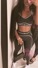 Yoga Airbrush Heart Throb Black Leggings   Bra Set Size Medium 