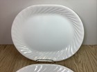 2 Corelle Enhancements Platters 12 25x10 Embossed White Swirl Pair Usa Vitrelle