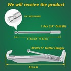 Quick Screw Gutter Hangers 5 Inch- 30 Pack - 5 Inch Gutter Clips Hidden Gutte   