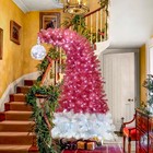 6ft Hinged Fir Artificial Fir Bent Top Christmas Tree 300 Led Lights 1250 Branch