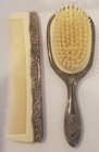Vintage Ornate Hair Brush   Comb Set Silver Plated Vanity Set - Nice Condition