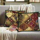 16 -2 Pc Embroidery Patchwork Cotton Cushion Covers Pillow Sofa Decor Guest Room
