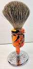 Handmade Mens Shaving Set Badger Brush Razor Stand  Swirled Orange black Resin