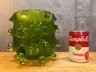 Vintage Green Knobby Art Glass Hobnail Vase Mcm Retro Planter Bowl Antique