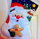 Finished Jumbo Bucilla Stocking Santa s Treat 28  Completed Giant 28   Rare