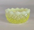 Vaseline Opalescent Uranium Glass   Pineapple Open Salt Cellar Dip Dish Uv Glow