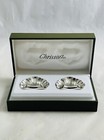 Vintage Pair Christofle  France Silver Plated Shell Open Salts With Original Box