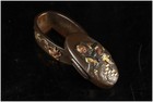 Japan Antique Edo Era Demon Oni Signed By Konkan Iwamoto Fuchi Kashira Box 