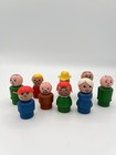 Fisher-price Little People Vintage Wooden Peg Figure Lot  9 Pcs  1959-1974 Vtg