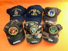 Vintage Military Hats - Lot Of 14 - Navy Blue   Camo Army Marines Air Force