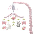 Soft Knitted Baby Crib Mobile - Woodland Animals  Pink   White Nursery Decor  12